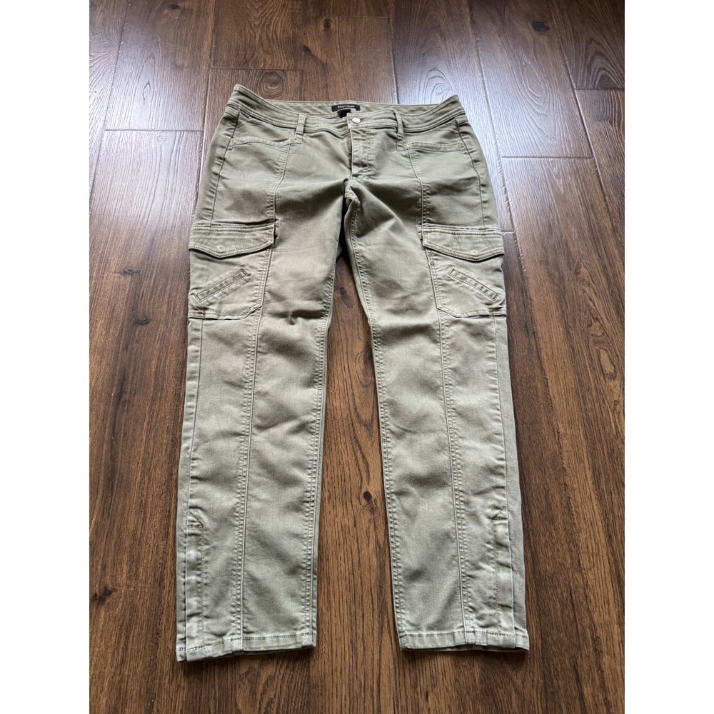 White House Black Market Blanc Olive Green Cargo Pants Slim Utility Trousers 14R